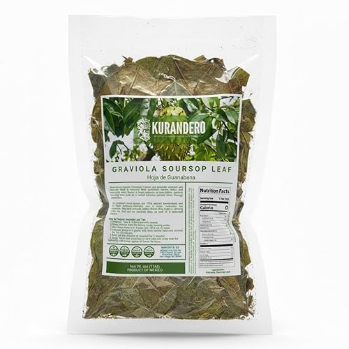 KURANDERO Té de hoja de guanábana Graviola (Hoja de Guanabana)  1 libra (15.98 oz)  Hojas secas 100% naturales de primera calidad  Producto de