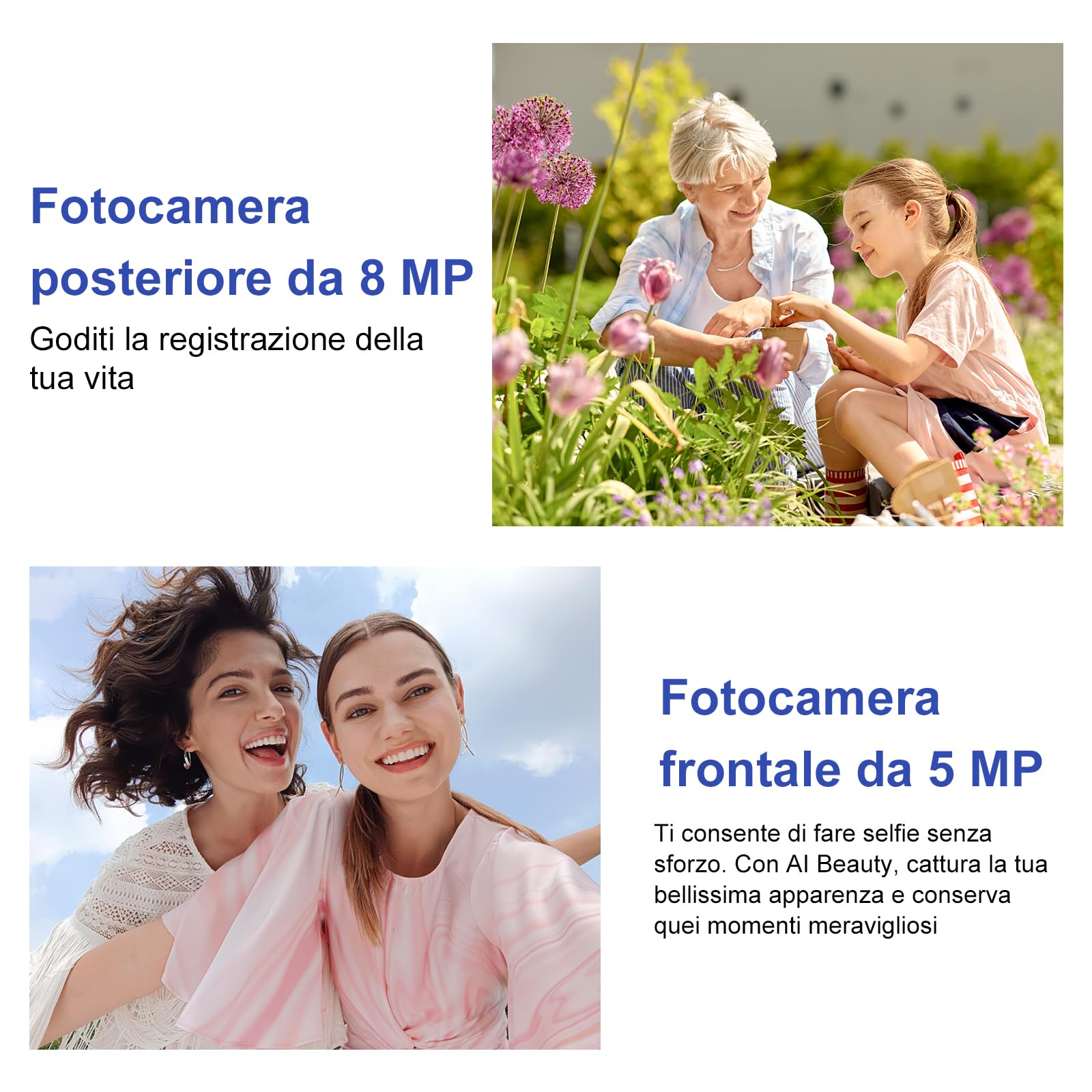 Blackview Wave6C Smartphone con 6.5" HD+/60Hz, 5100mAh, Octa-Core, 32GB/1TB-TF, 8MP+5MP, 4G Dual SIM Telefono Cellulare, Face ID/GPS/Modalità Panorama/Tipo-C/3.5mm Jack
