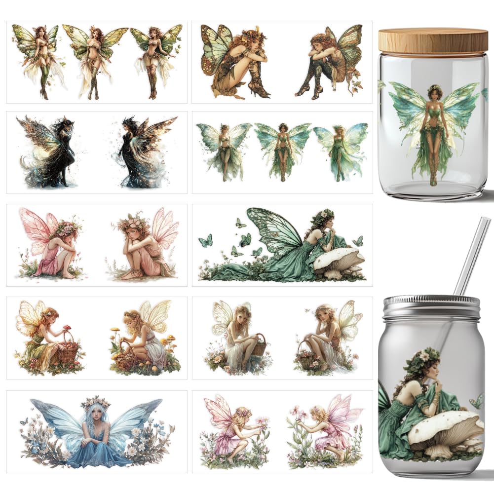 Papier Transfert UV DTF Noël - Motifs Gnome Bleu Hiver, Pour Décorer Tasses, Meubles, 10 Feuilles