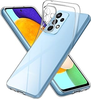 جراب حماية رفيع ناعم مرن من السيليكون مصنوع بولي يوريثين مقاوم للحرارة باطار مضاد للصدمات ومقاوم للخدش لموبايل سامسونج جالاكسي A53 شبكة الجيل الخامس 5G ايفولر شفاف