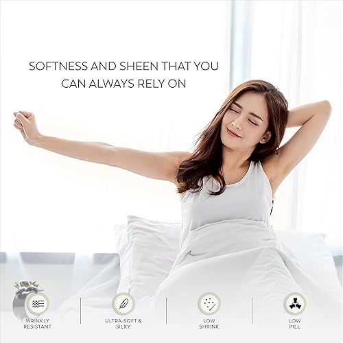 Miniatura 6 de Purity Home Twin Snow - Juego de sábanas de 100 % algodón, 400 hilos, resistentes a las arrugas, sábanas de satén suave de calidad de hotel con