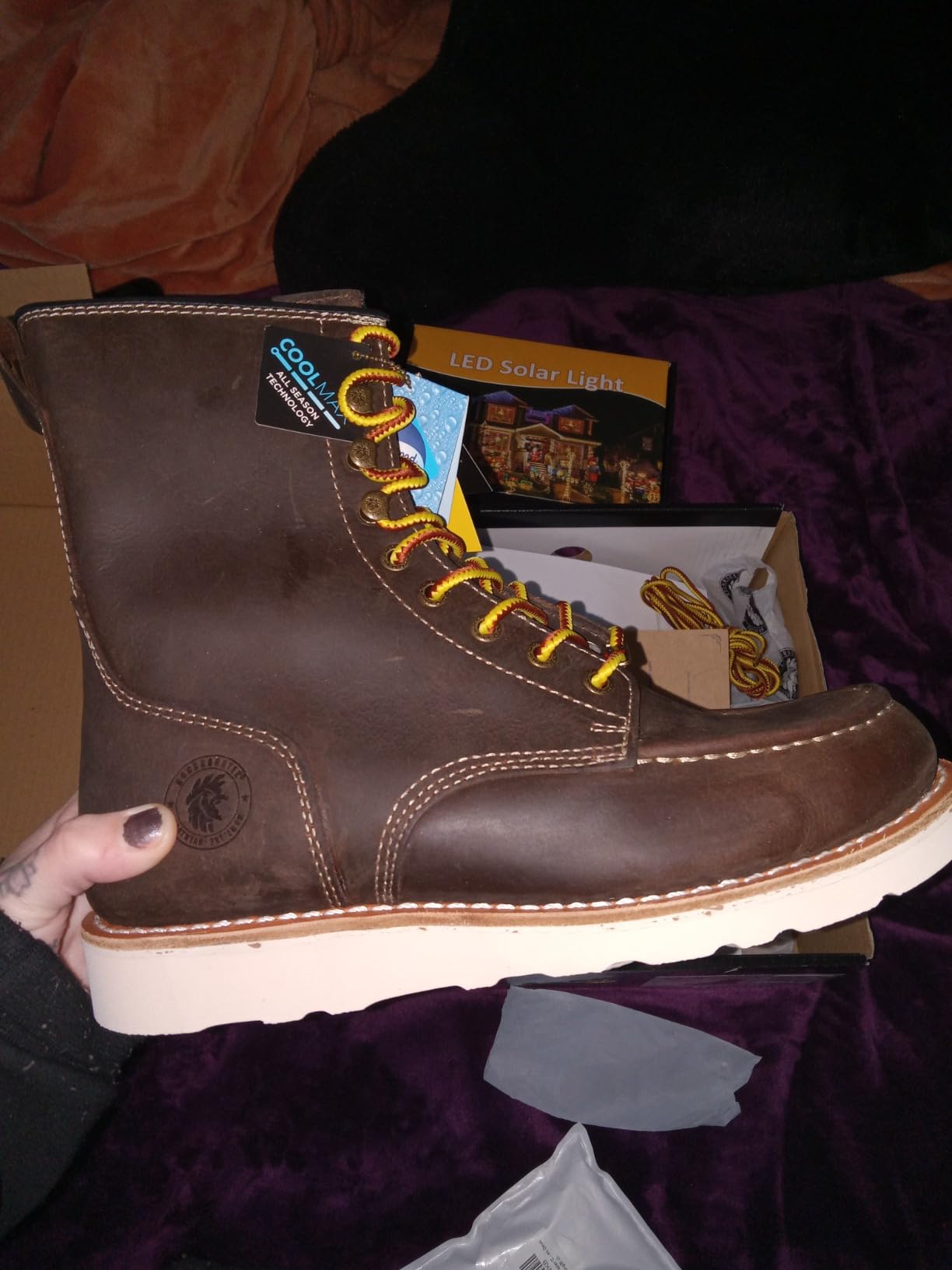 ROCKROOSTER Mantua Men's 8 inch Dark Brown Soft Toe Wedge