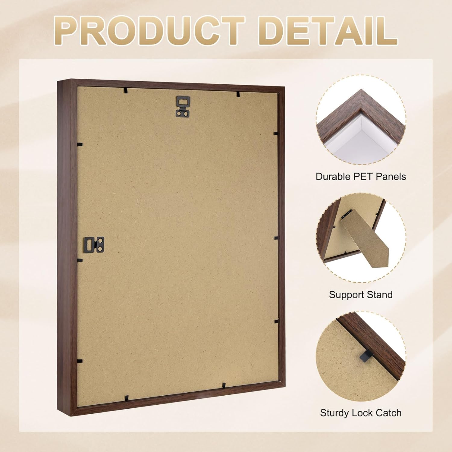 Shadow Box Frame (13 x 17 Inch, Brown) - Wooden Dried Flower Photo Frame, Memory Box Display Case with Felt Back, Apply to Flower/Tickets/Photos/Memorabilia DIY