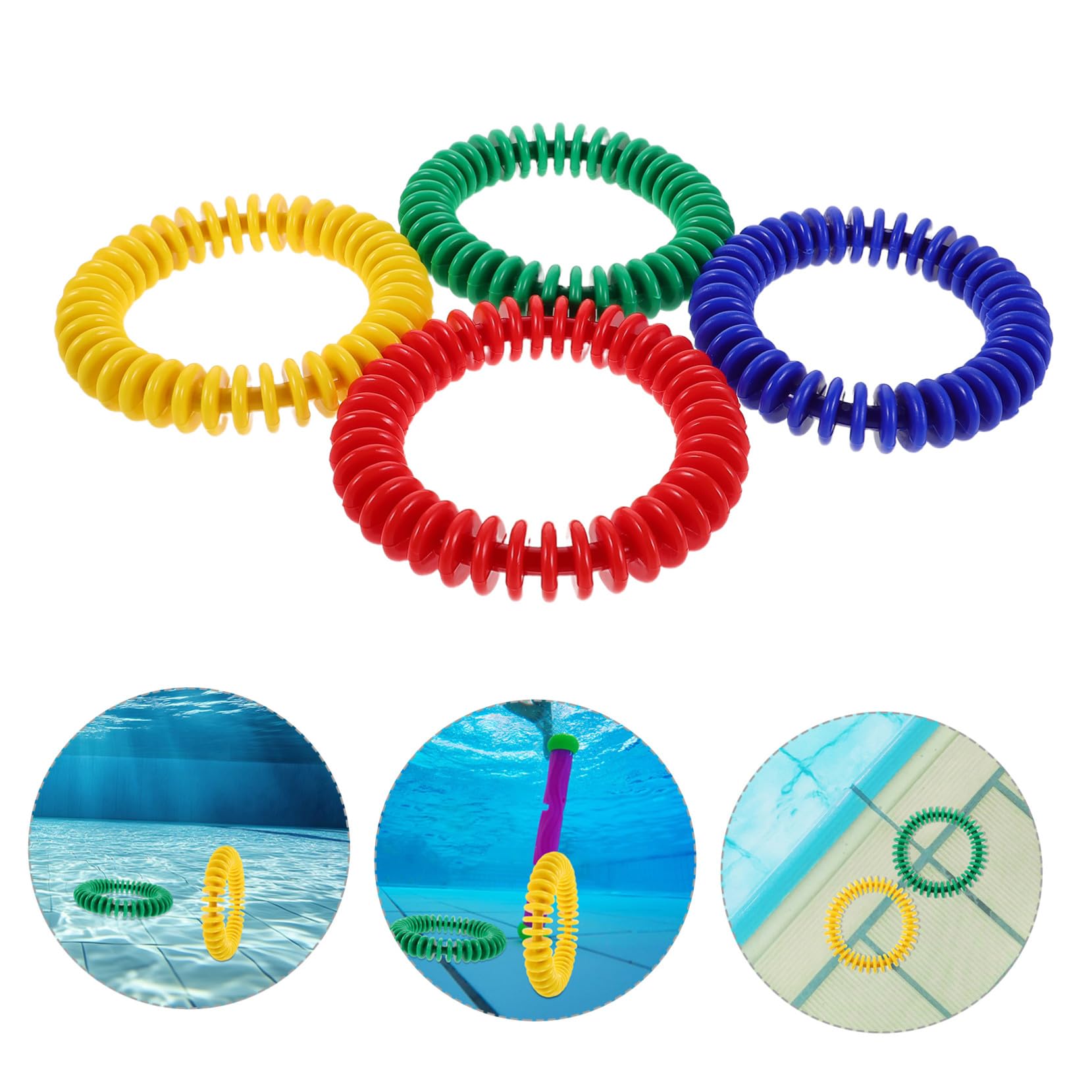 4 Pièces Anneaux de Plongée Souples pour Piscine de Plongée Coloré pour Garçon Fille et Adultes Anneaux de Formation Aquatique Faciles à Repérer pour Entraînement Natation