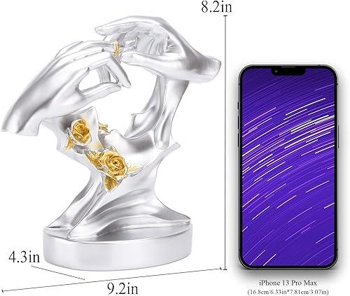 Miniatura 2 de BRABUD Resina Amantes Manos Estatua Desgaste Anillo Estatuilla De Boda Aniversario De San Valentín Día De Cumpleaños Propuesta De Regalo De