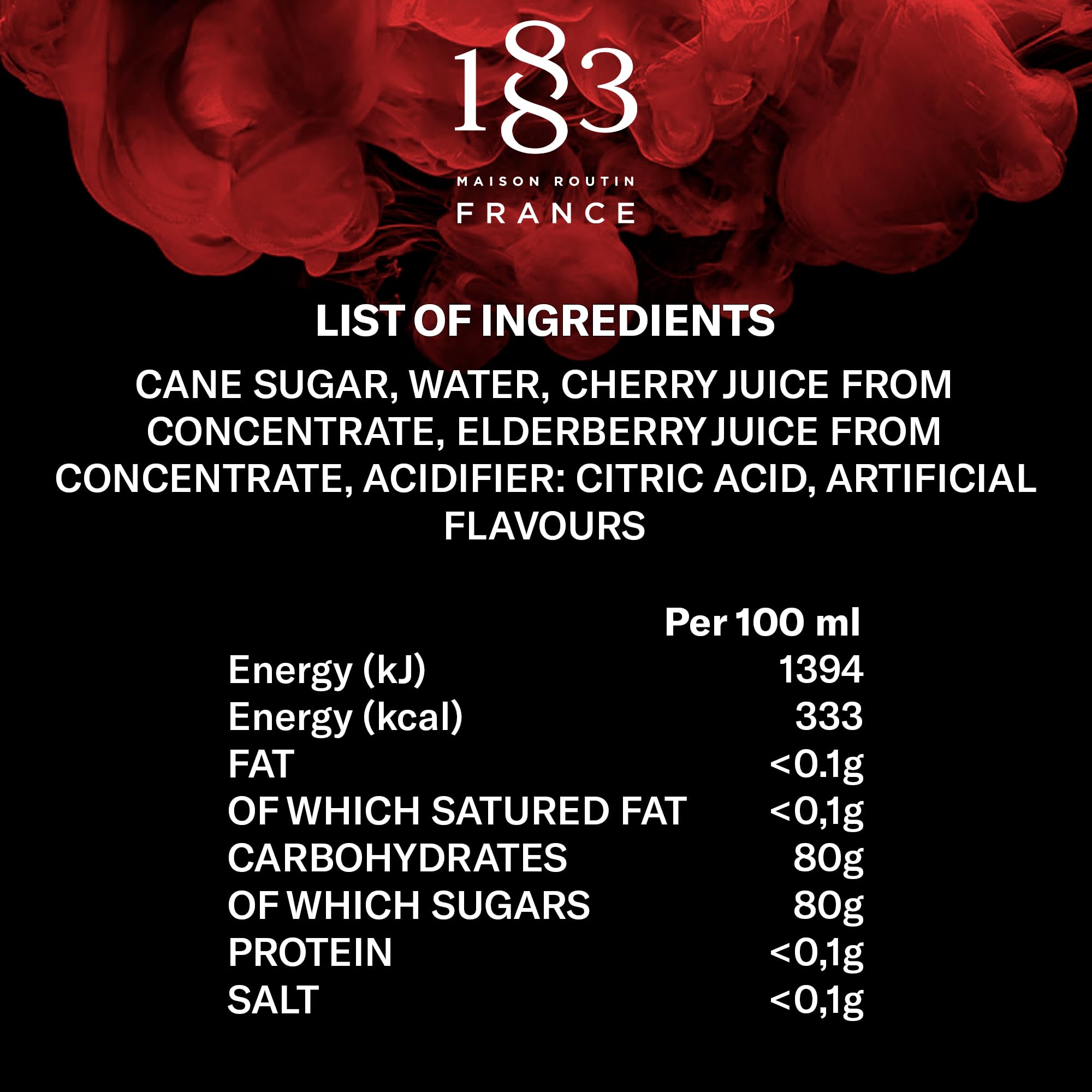 1883 Maison Routin Premium Cherry Syrup for Cocktails, Mocktails