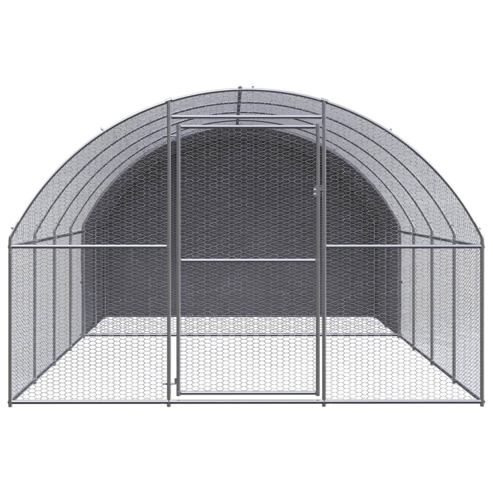 ARKEM Recinto per Cani da Giardino, Gabbia per Conigli, Recinto per Animali Domestici, Gatti, Cuccioli, Porte con Chiavistello e Parasole, in Fili Metallici,Pollaio per Esterni 3x4x2 m in Acciaio Zinc