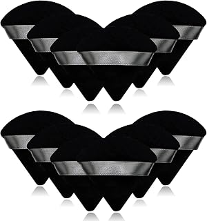 Powder Puff, 12Pcs Black Pure Cotton Triangle Powder Puff for Face Wedge Shape Makeup Powder Puff with Strap for Contouring, Under Eyes, Corners (Black 12pcs)