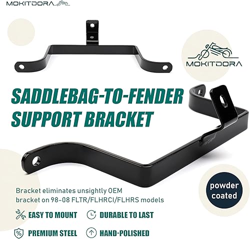 Miniatura 7 de MoKitDora Soporte de alforja a guardabarros compatible con Harley Touring FLH FLT 1984-2008, negro