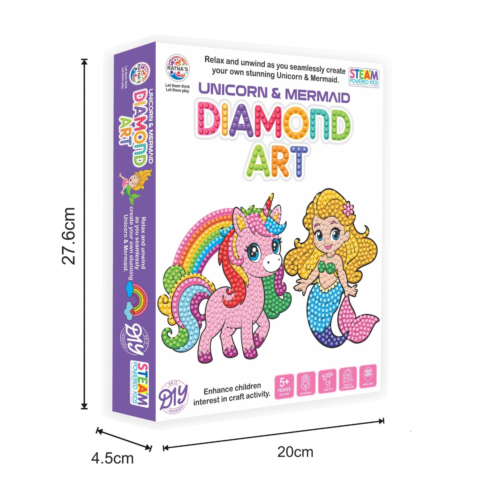 BKDT Marketing Unicorn & Mermaid Diamond Art DIY Kit with Hanging Frames, Diamond Painting Kit for Kids Ages 5+ Years, Vibrant Colour Diamonds, Easy Application, Art and Crafts for Kids- Raksha Bandhan Gifts - Image 3 thumbnail