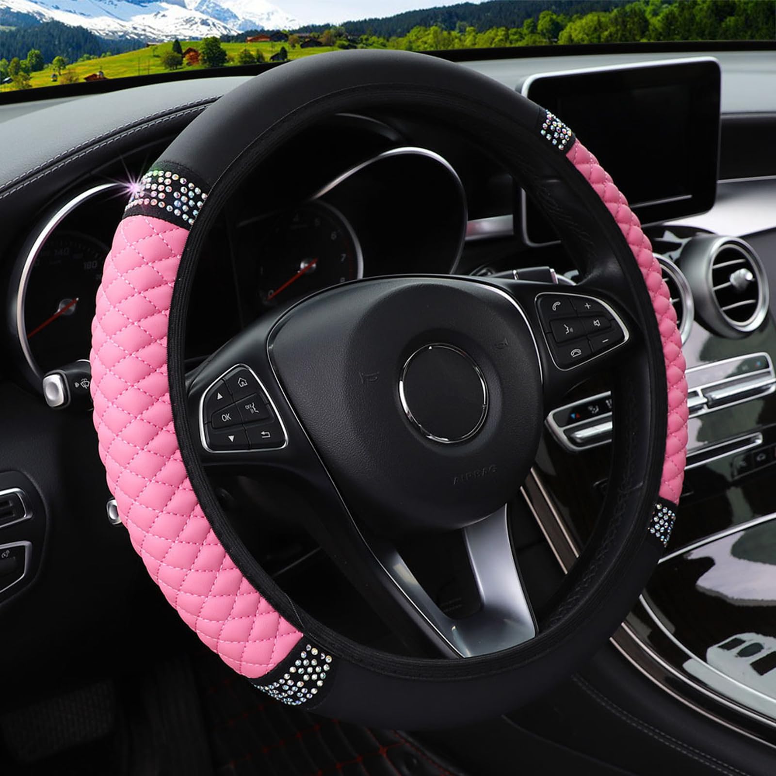 Acquista Coprivolante scintillante Strass glitterati di cristallo Strumento universale di fornitura per auto con diamanti alla moda in Italia a partire da 5.5