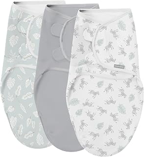 SwaddleMe Ingenuity Easy Change Baby Swaddle 3-Pack Small/Medium 0-3 Months 7-14 lbs Zebra Botanical Zipper