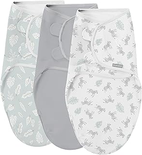 by Ingenuity Easy Change Baby Swaddle in Size Small/Medium, 0-3 Months, 7-14 Pounds, 3-Pack with Easy Change Zipper -Zebra Botanical