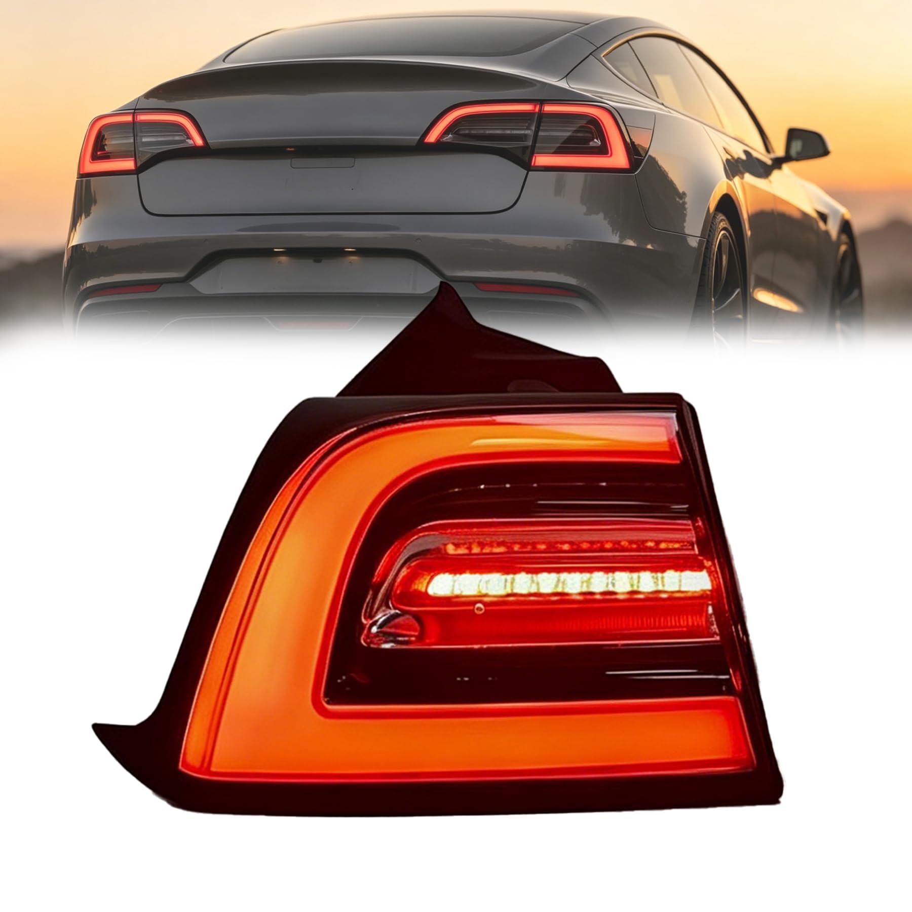 Photo 1 of MINETPS 1077397 3Pin Left Tail Light Assembly Fit for Tesla Model 3 2017 2018 2019 2020 2021 2022, Rear Driver Side Brake Outer LED Tail Lamp #1077397-00-G 1077397-00-H 1077397-00-F
