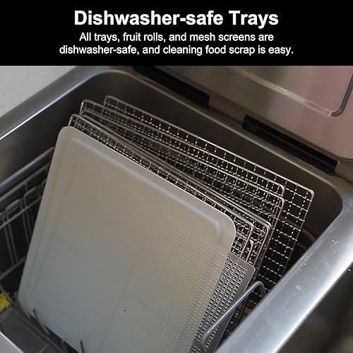 Miniatura 4 de CROWNFUL Bandejas para máquina deshidratadora de alimentos de acero inoxidable, acero inoxidable de grado alimenticio, secadora para carne seca,