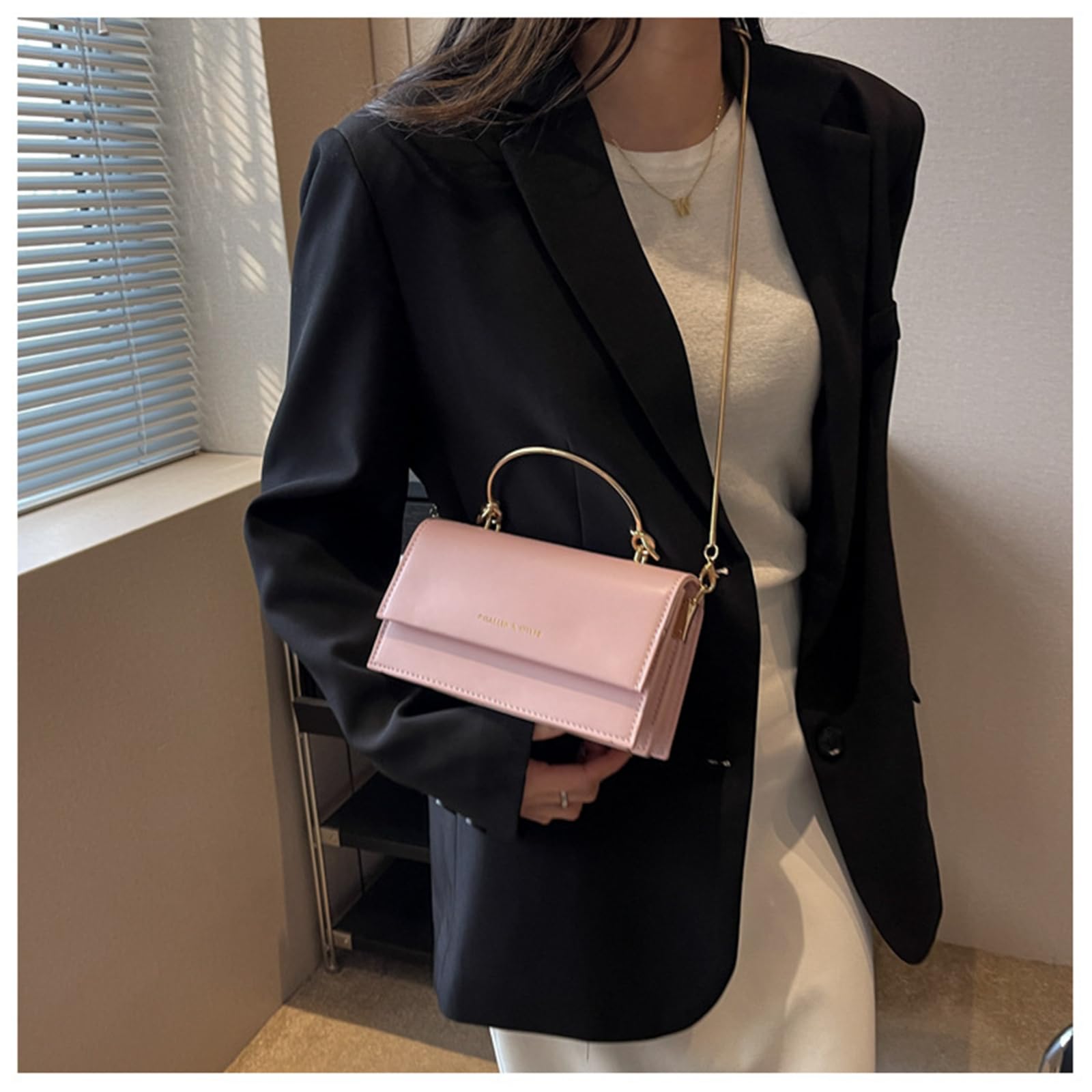 Borsa Elegante A Tracolla Versatile E Piccola Strutturata-Bianco
