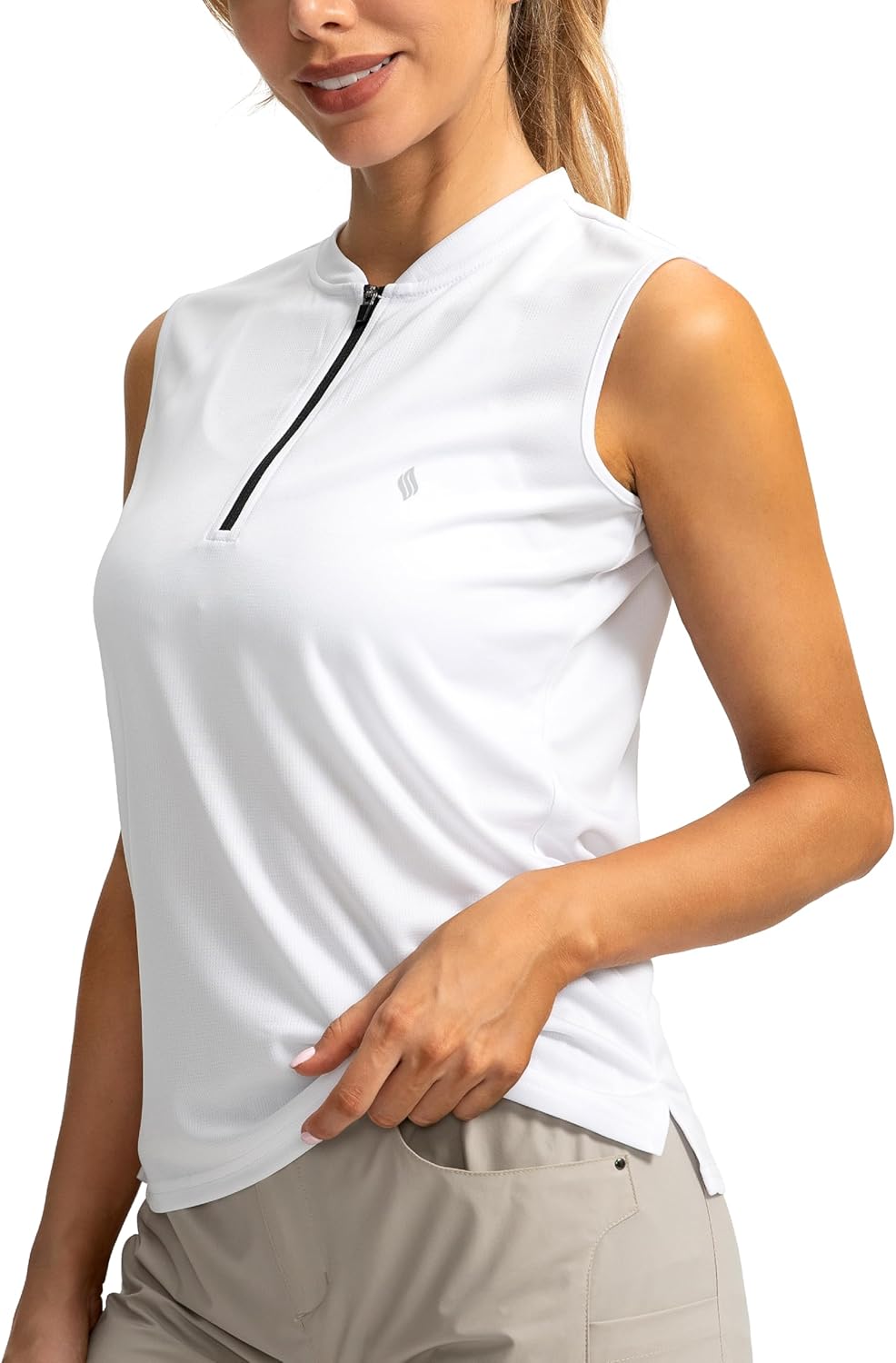 SANTINY Women's Sleeveless Golf Shirt Zip Up Tennis Lightweight Quick Dry Tank Tops Polo Shirts for Women - Image 5
