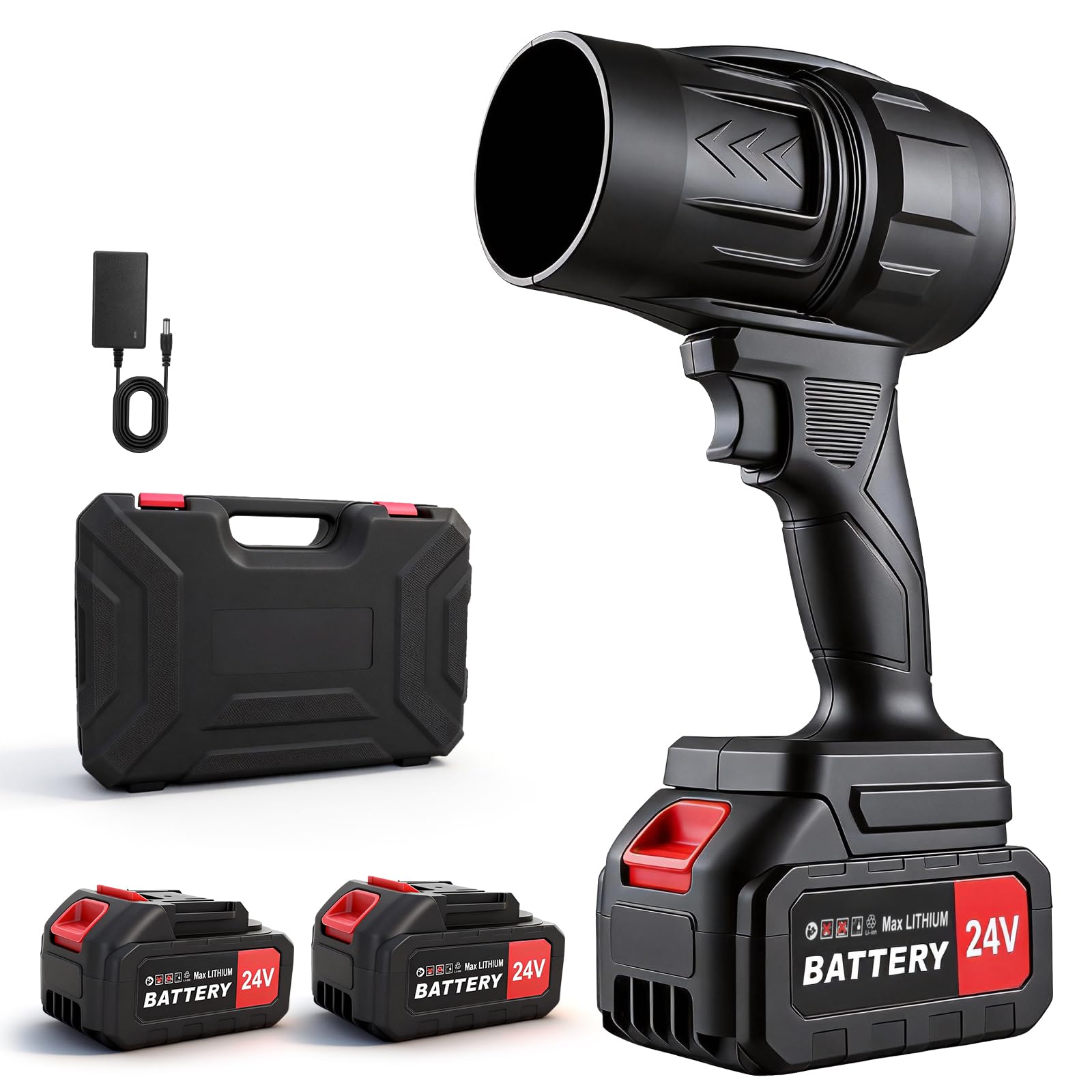Soplador de Hojas Inalámbrico – Súper Potente, Ligero y Portátil, con 2 Baterías y Cargador Rápido – Ideal para Jardín, Coche, Patio, Nieve y Camping (Negro)