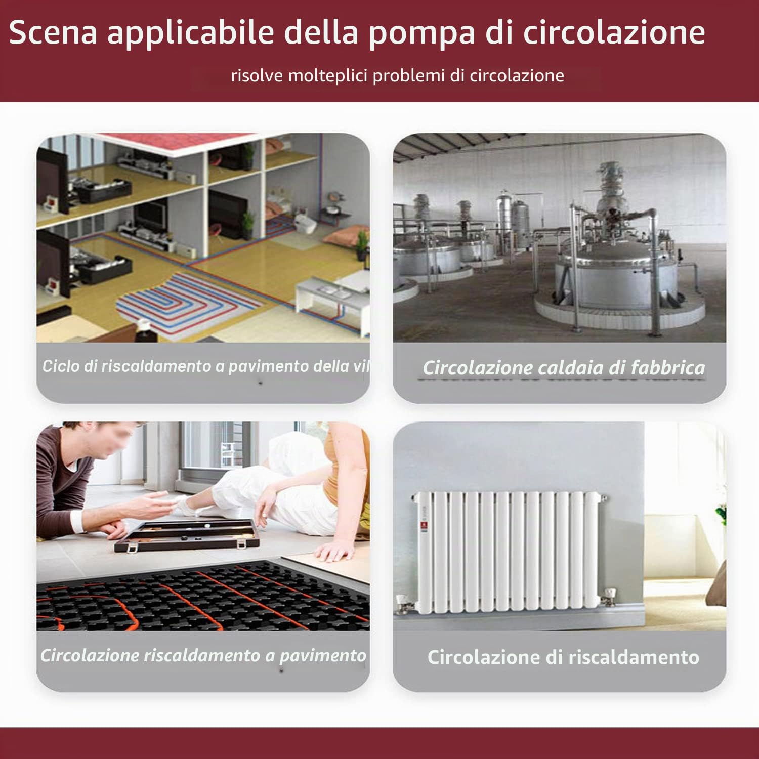LRS25/6-130 Pompa di circolazione dell'acqua calda, pompa di ricircolo solare, pompa di pressione a tre velocità, 46/67/93 W, altezza massima 6 m per Poweka