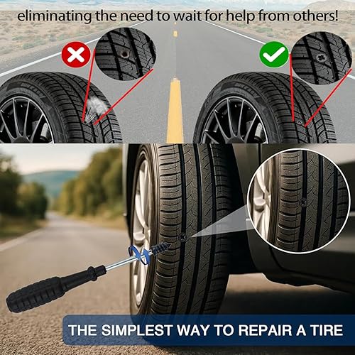 Miniatura 4 de Kit de clavos de reparación de neumáticos con 2 tamaños, 2026 nuevos tornillos de goma en espiral de reparación de neumáticos 2026, herramienta