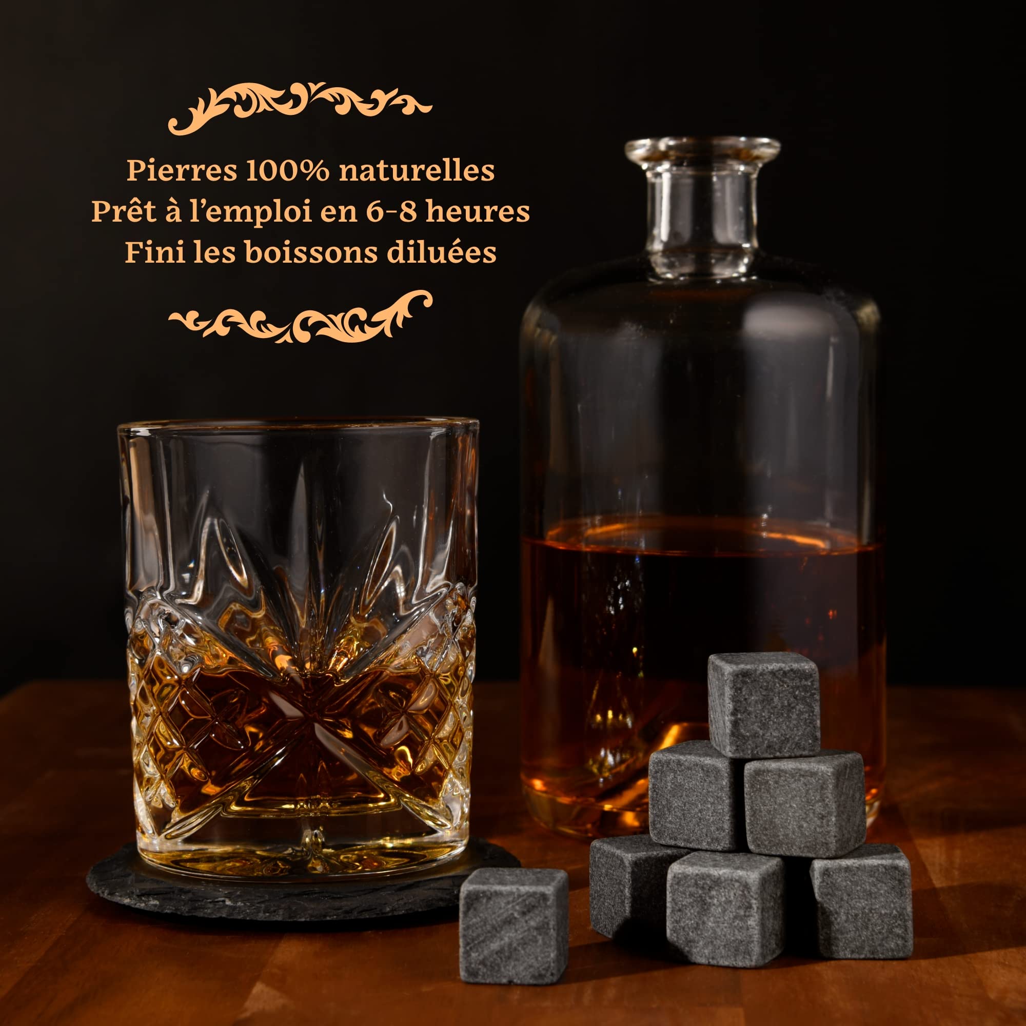 Stéatite Naturelle-Glaçons Réutilisables, Whisky, Pierres Froides-Ensemble de 9 pièces, Terre, 2, 2