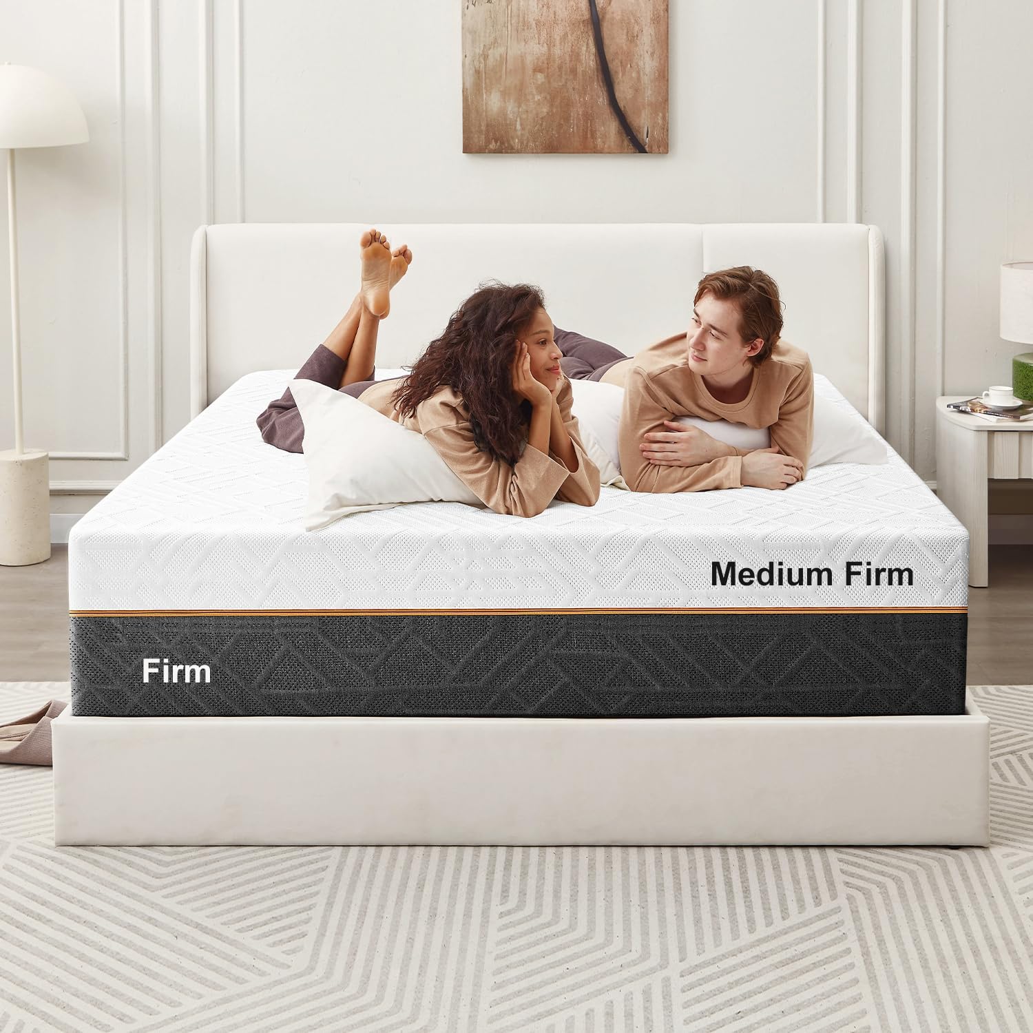 Firm Queen Mattress Dual Firmness with 2 Bonus Pillows