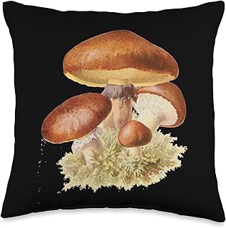 FungusFinds Boletus luteus Bolete Mushrooms Collectors Mycology Throw Pillow, 16x16, Multicolor