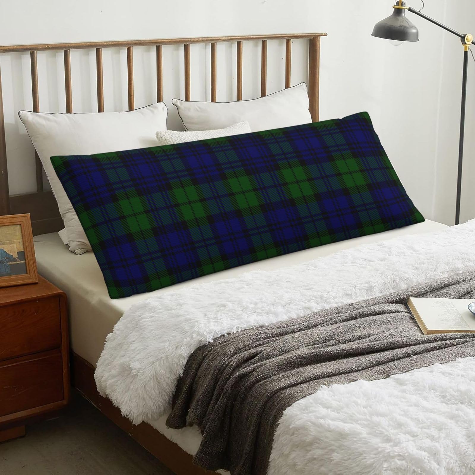 Black Watch Tartan Plaid, Body Pillow Cover with Zipper,Long Body Pillowcase 20 x 60 in