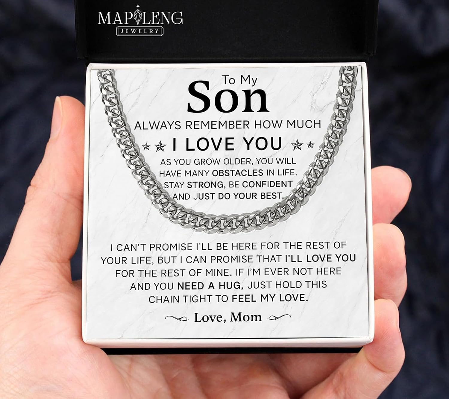 To My Son – Inspirational Cuban Necklace Gift from Mom and Dad, Symbol of Love, Faith, and Guidance, Meaningful Birthday, Graduation, or Christmas for Son, Christian Jewelry Keepsake for Him