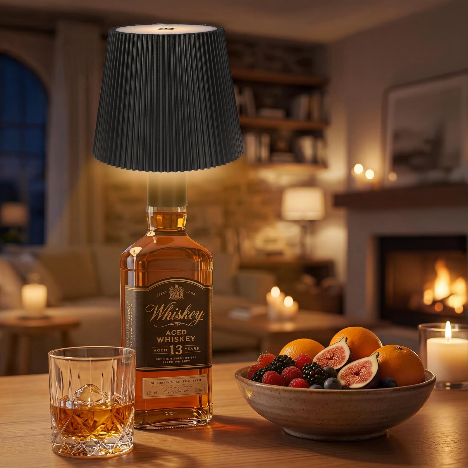 Ketom Flaschenlampe Aufsatz LED Aufladbar Schwarz, IP54 Wasserdicht Lampenschirm für Flasche, Akku Lampe für Flasche LED USB, 3 Farbtemperaturen & Dimmbare, Touch Control, für Restaurant Bar Balkon