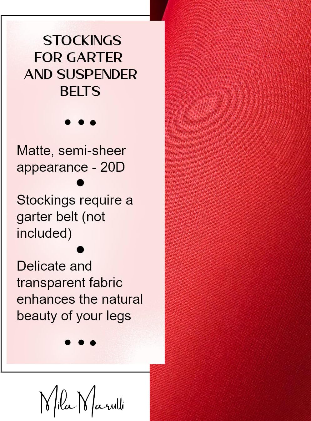 Mila Marutti Women's Sheer Thigh High Stockings for Garter Belts | Lingerie Thigh High Tights - Made in EU - Image 3