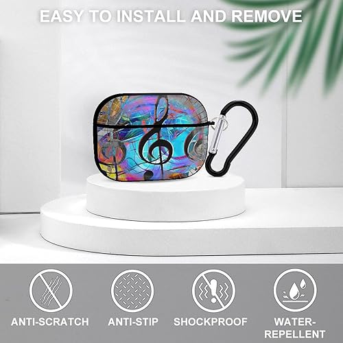 Miniatura 3 de Notas musicales y clave en el espacio para AirPods Pro (21 generación), cubierta protectora de PC dura con llavero, LED frontal visible compatible