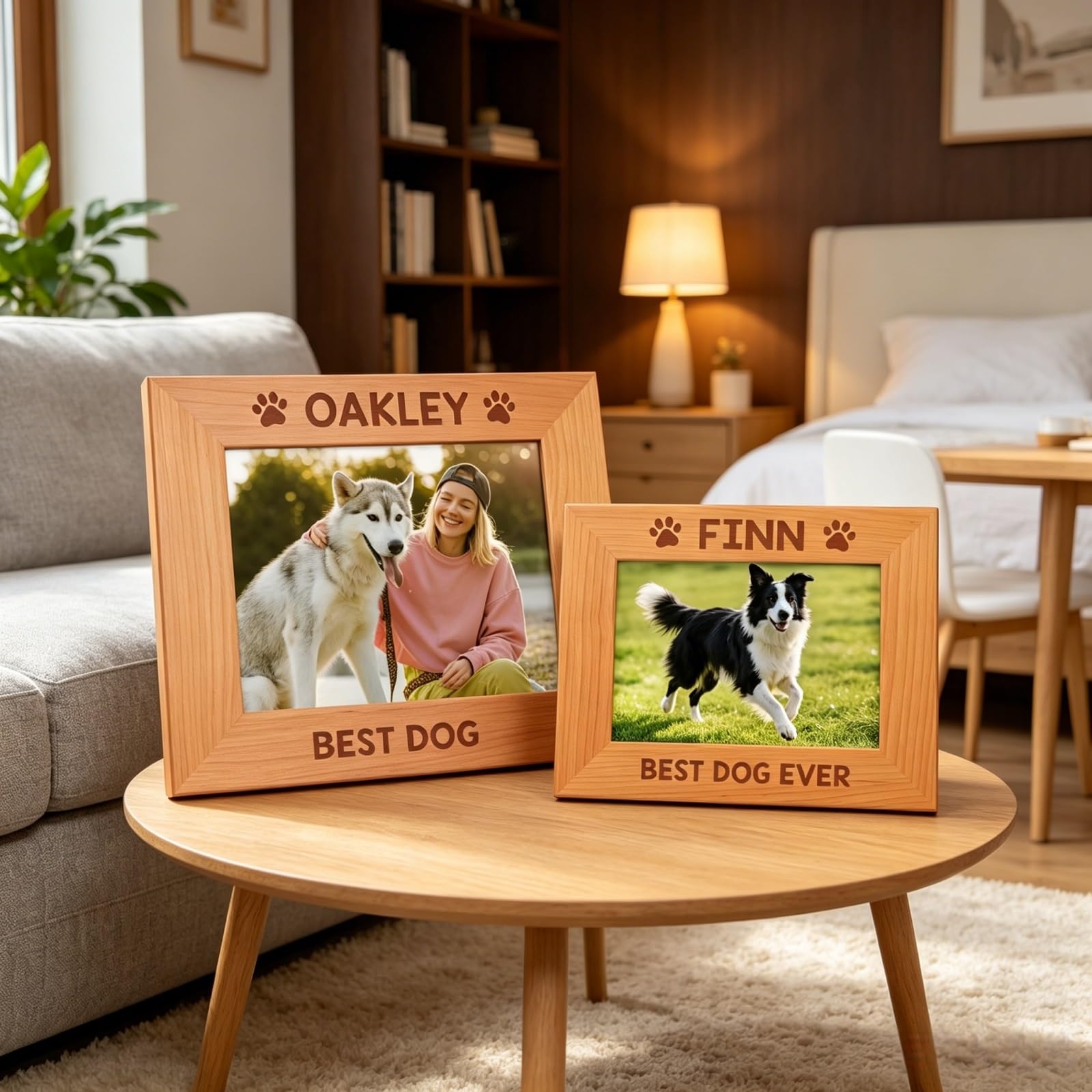Personalized Dog Remembrance Picture Frame, Custom Wooden Pet Memorial Photo Frame, Engraved Name Pet Loss Sympathy Gift, Dog Keepsake