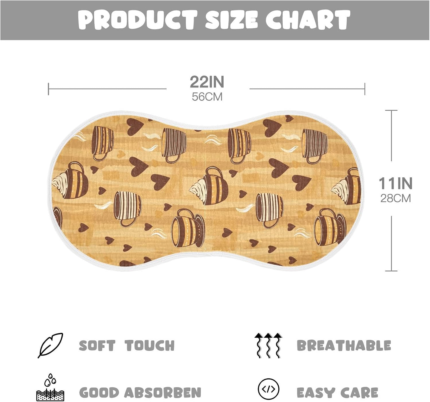 vvfelixl Retro Brown Coffee Burp Cloths for Baby Boy Girls Baby Washcloths Burp Rags 1 Pack
