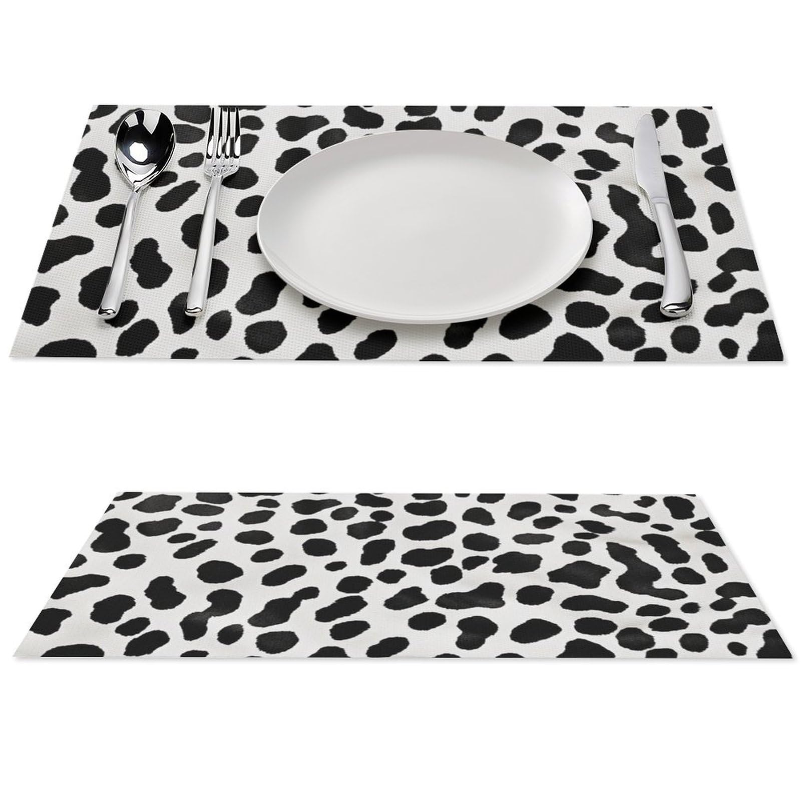 Sets de table motif peau de vache noire et blanche design moderne chic