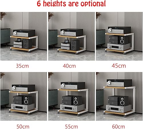 Miniatura 5 de Estante para amplificadores para muebles, soporte de audio, reproductor de CD de DVD, estante para proyector de oficina con polea universal