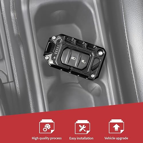 Miniatura 6 de JeCar Funda para llavero para Jeep Wrangler JL JLU Gladiator JT 2018-2024 (negro)