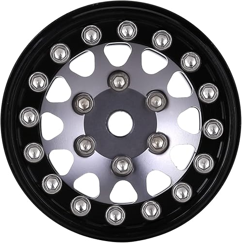 Miniatura 4 de INJORA Llantas de rueda 1.0 RC de metal Beadlock llantas para todos los accesorios de actualización de automóvil a escala 124 axial SCX24 (negro y