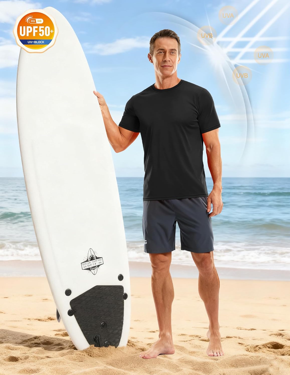 NEYOUQE Men's Workout T-Shirt Sport UPF 50+ Sun Protection Rash Guard Shirts Dry Fit Moisture Wicking Athletic Tops - Image 4