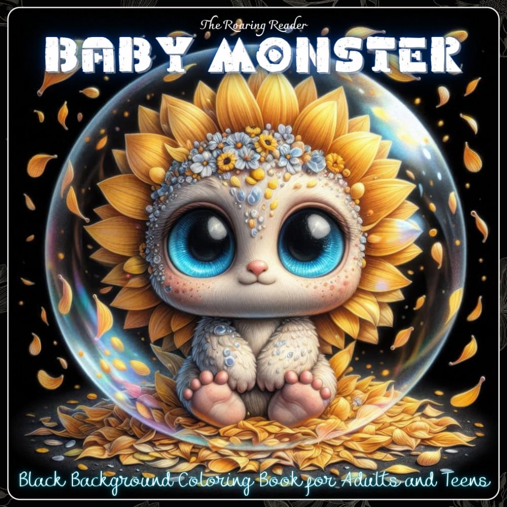 Baby Monsters Black Background Coloring Book for Adults and Teens: A Whimsical Coloring Adventure Featuring 50 Adorable Baby Monsters with Unique ... (Magical Creatures and Fantasy Adventures)