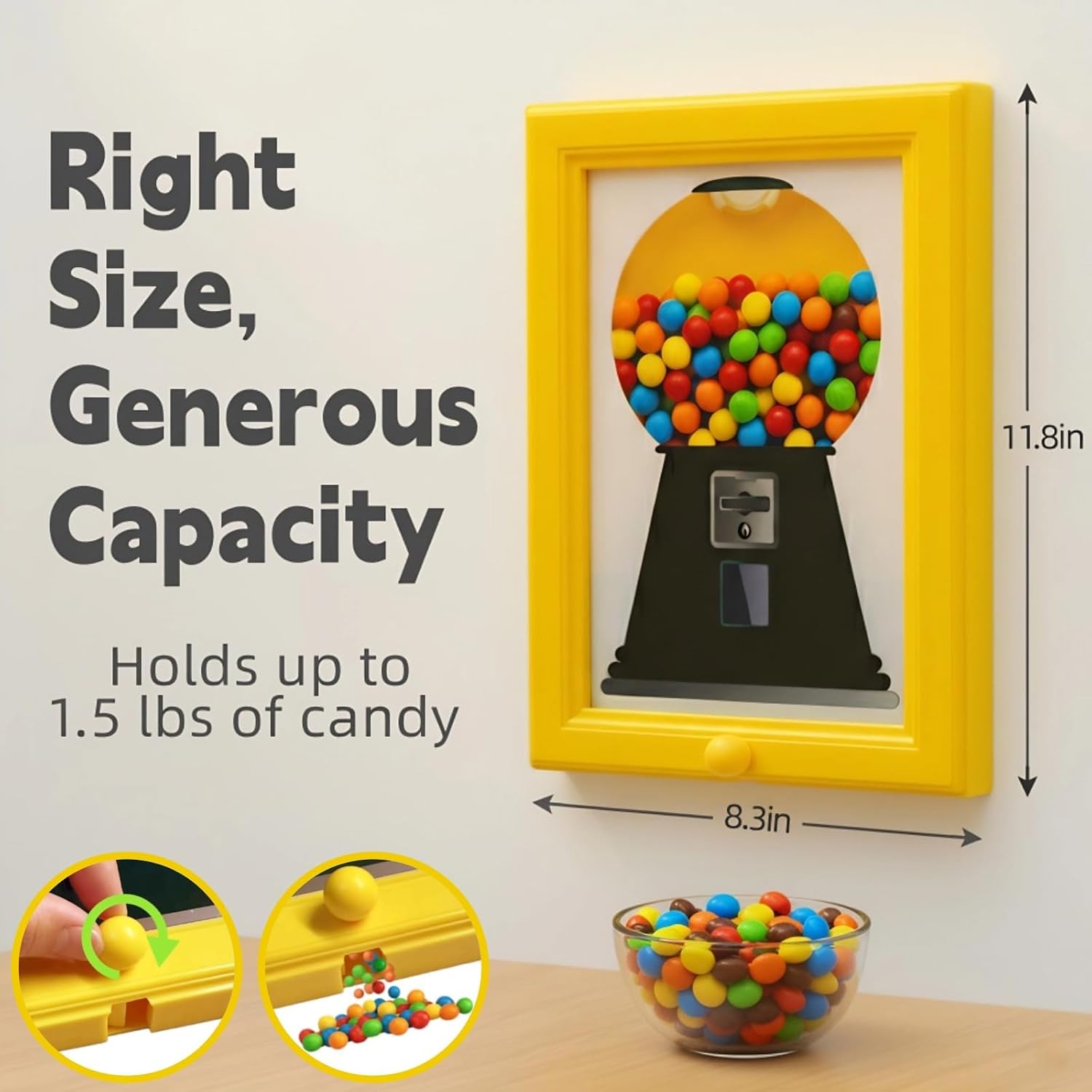 Herton Candy Dispenser, Candy Picture Frame Dispenser, Wall Mount Decor