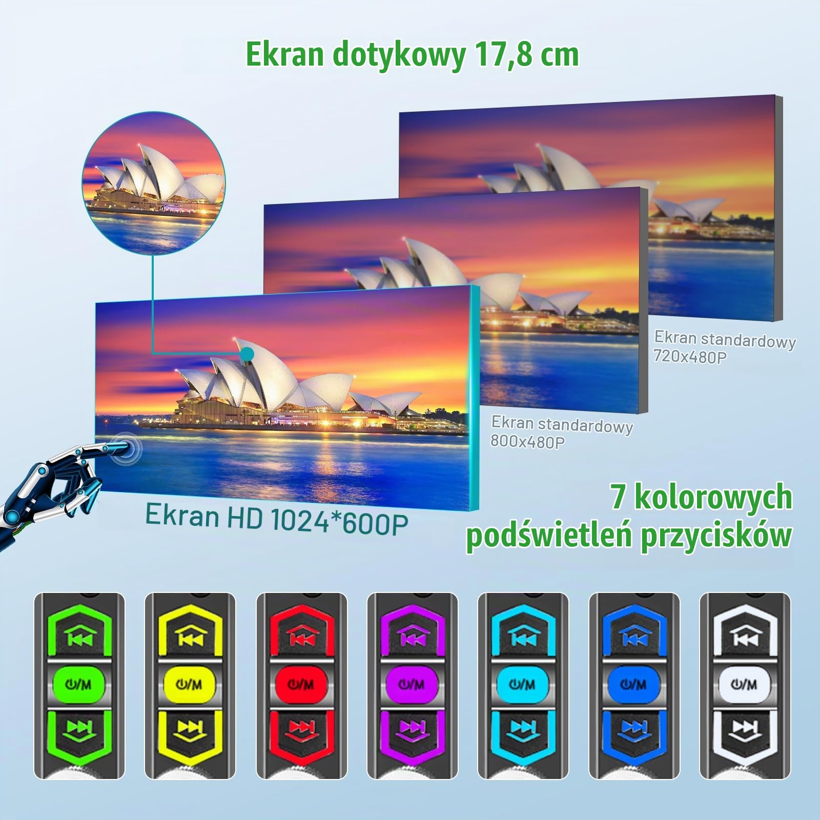 Hikity Radio 1 Din, przewodowe Carplay Android Auto z Bluetooth głośnomówiącym, 7-calowy ekran dotykowy z Mirror Link, FM/EQ/AUX/SD + Kamera cofania + Mikrofon