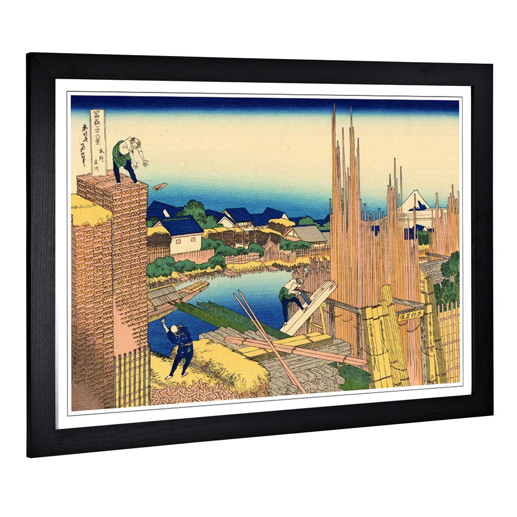 Big Box Art Framed Print of Hokusai Japanese Oriental Tatekawa Design | Wall Art Picture | Home Decor for Kitchen, Living Room, Bedroom, Hallway, Black, A2 / 24.5x18 Inch / 62x45cm