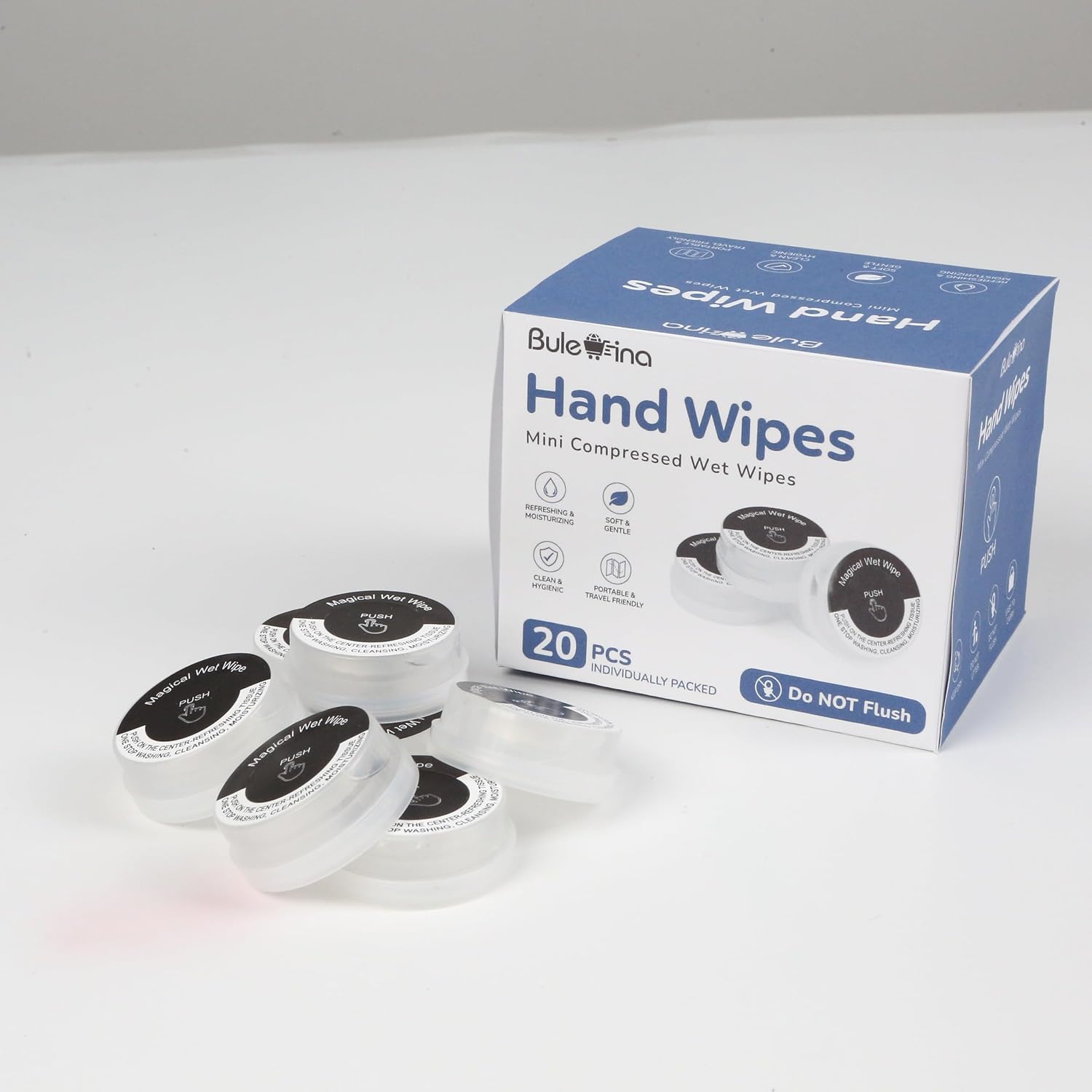 20 Pack Portable Hand Wet Wipes, Individually Wrapped Aloe Mini Towelettes, Alcohol-Free Moisturizing Cleaning Wipes for Travel, Gym, Outdoor Activities & Daily Use