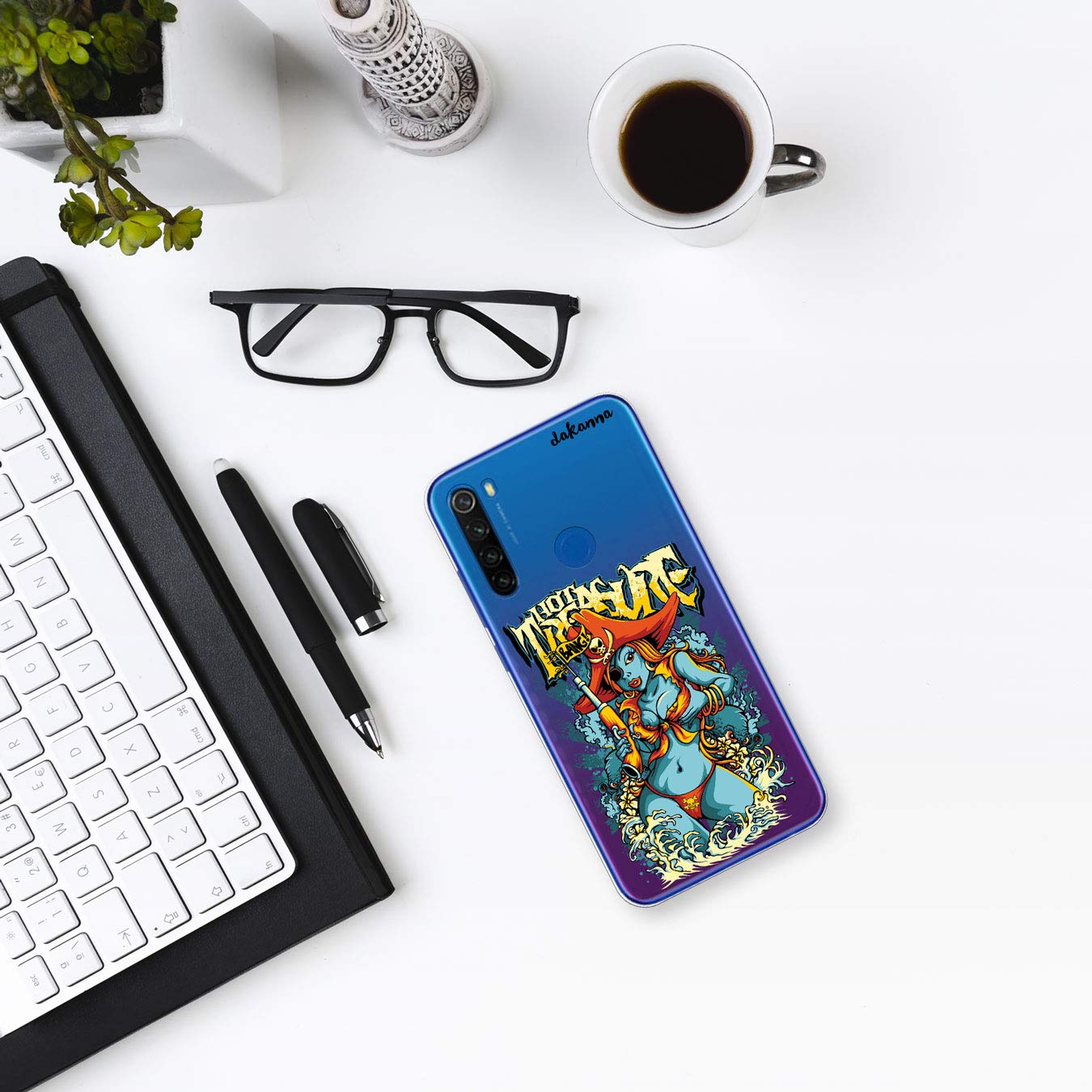 dakanna Custodia Compatibili con [Xiaomi Redmi Note 8T] Sfondo Trasparente con Disegni [Sexy Ragazza Pirata] in Morbida Silicone TPU Flessibile, Shell Case Cover in Gel per Smartphone