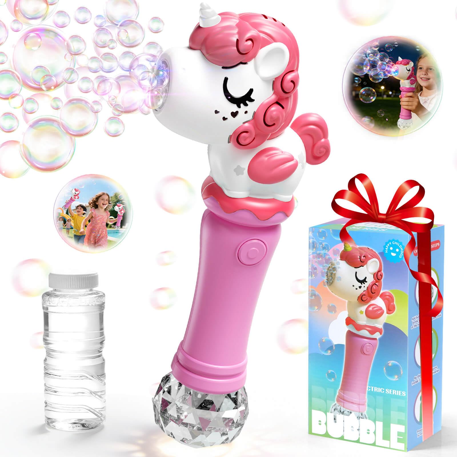 Toys for 3-8 Year Old Girls Kids: Bubble Wand with Light Bubble Machine for Kids Gifts for Age 3 4 5 6 7 8 Years Old Kids Birthday Presents Toy for Toddler Outdoor Bubble Maker Party Garden (Unicorn) โ image 1