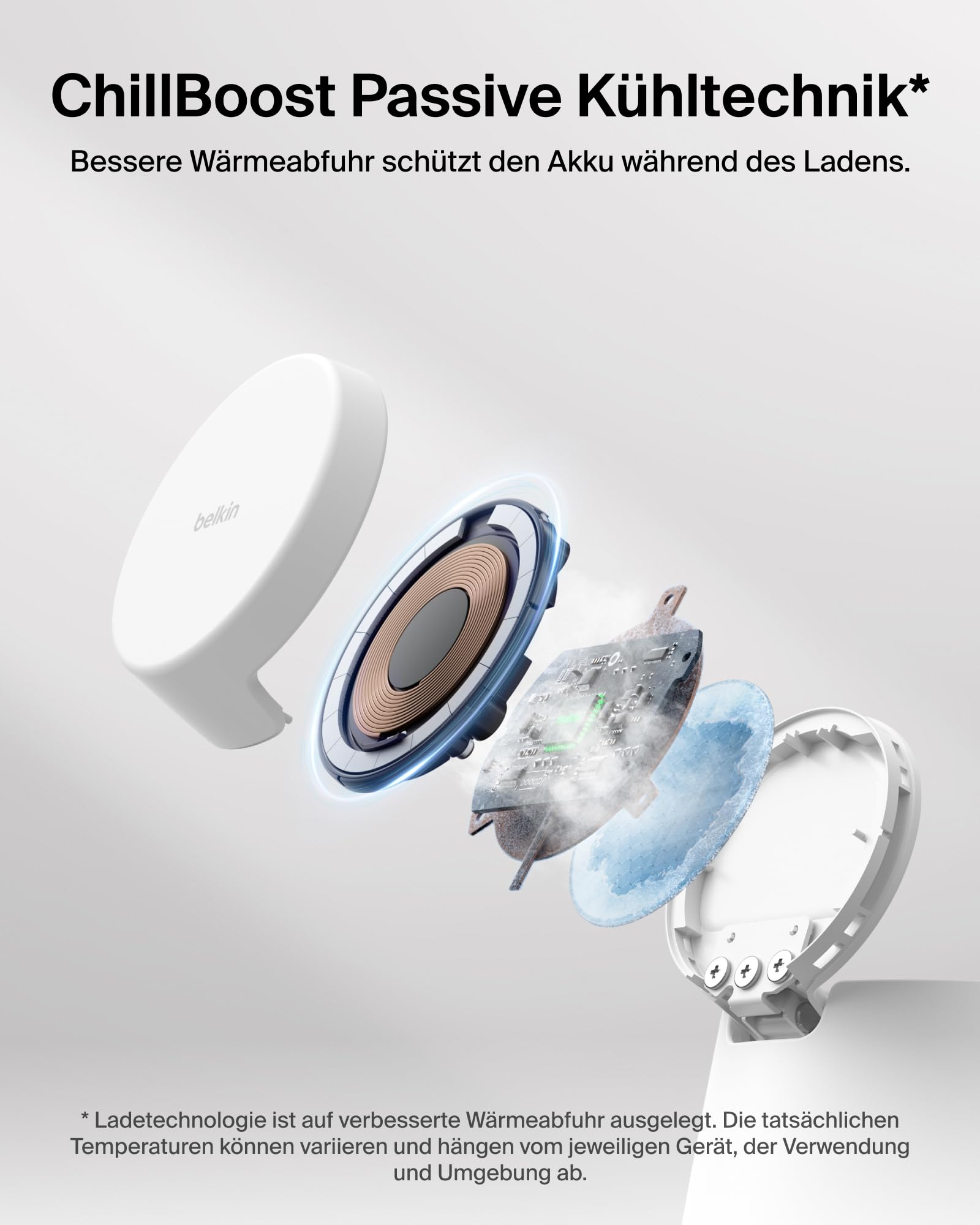 Belkin UltraCharge 3-in-1 Induktive Ladestation mit Qi2, 25W – Weiß | Qi2.2-zertifiziert, Kabelloses Ladegerät mit USB-C-Port, Wireless Charger für iPhone, Galaxy, Kopfhörer; mit 45W Netzteil