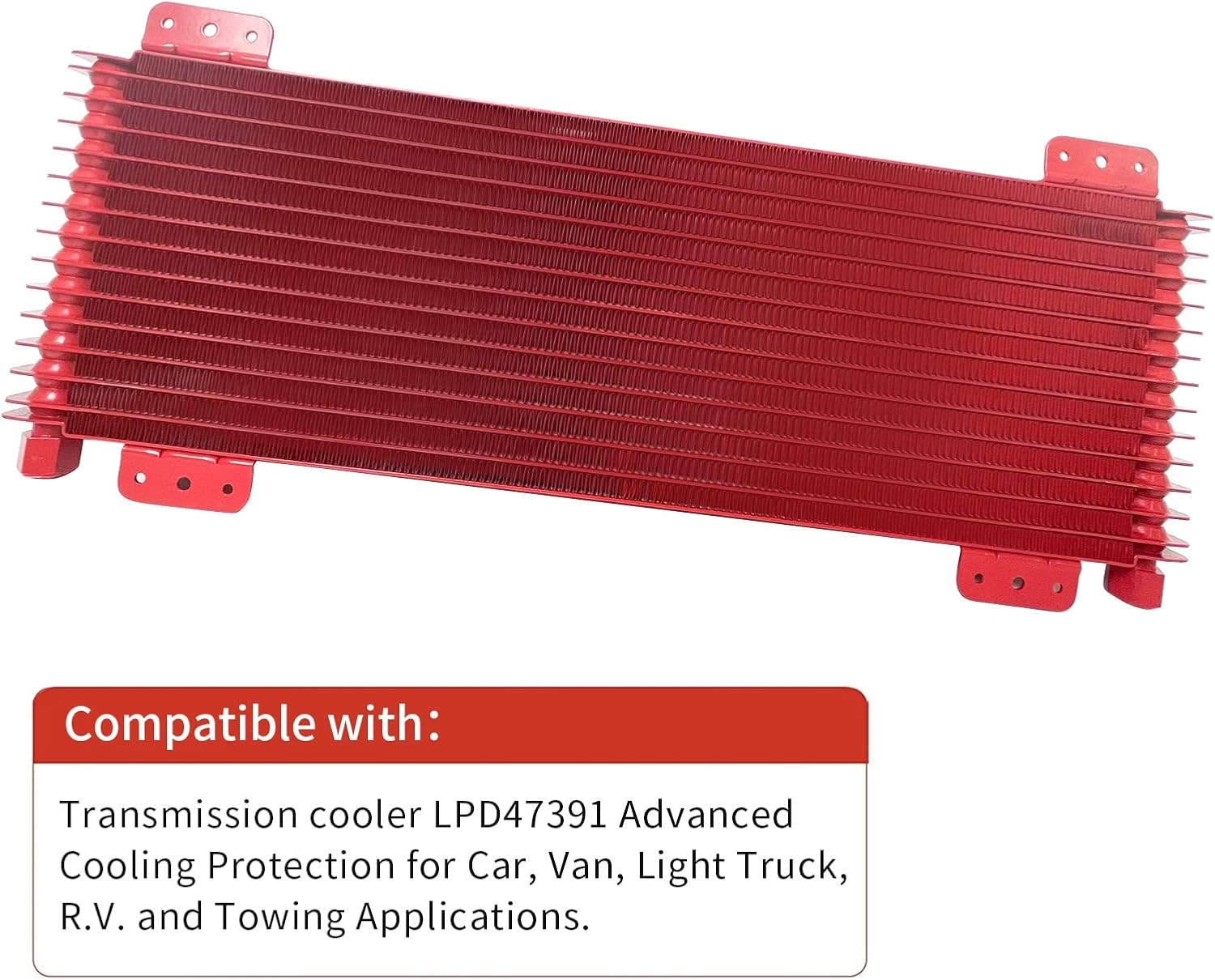 Low Pressure Drop Trans Cooler 40K Transmission Oil Cooler Kit 47391 Compatible with Heavy Duty 40,000 GVW Max including Mounting Hardware, Towing Applications and Advanced Cooling Protection LPD47391