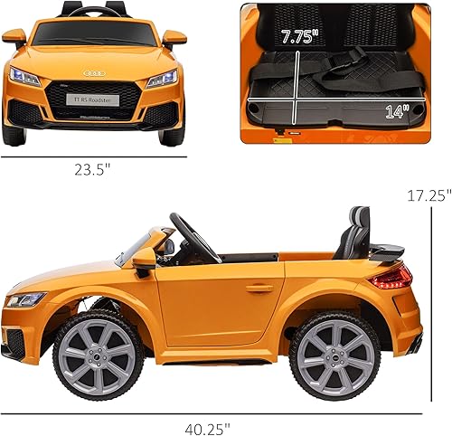 Miniatura 7 de Aosom Auto eléctrico para niños de 6 V, con licencia Audi TT RS con asiento y control remoto, bocina, música, MP3 - amarillo