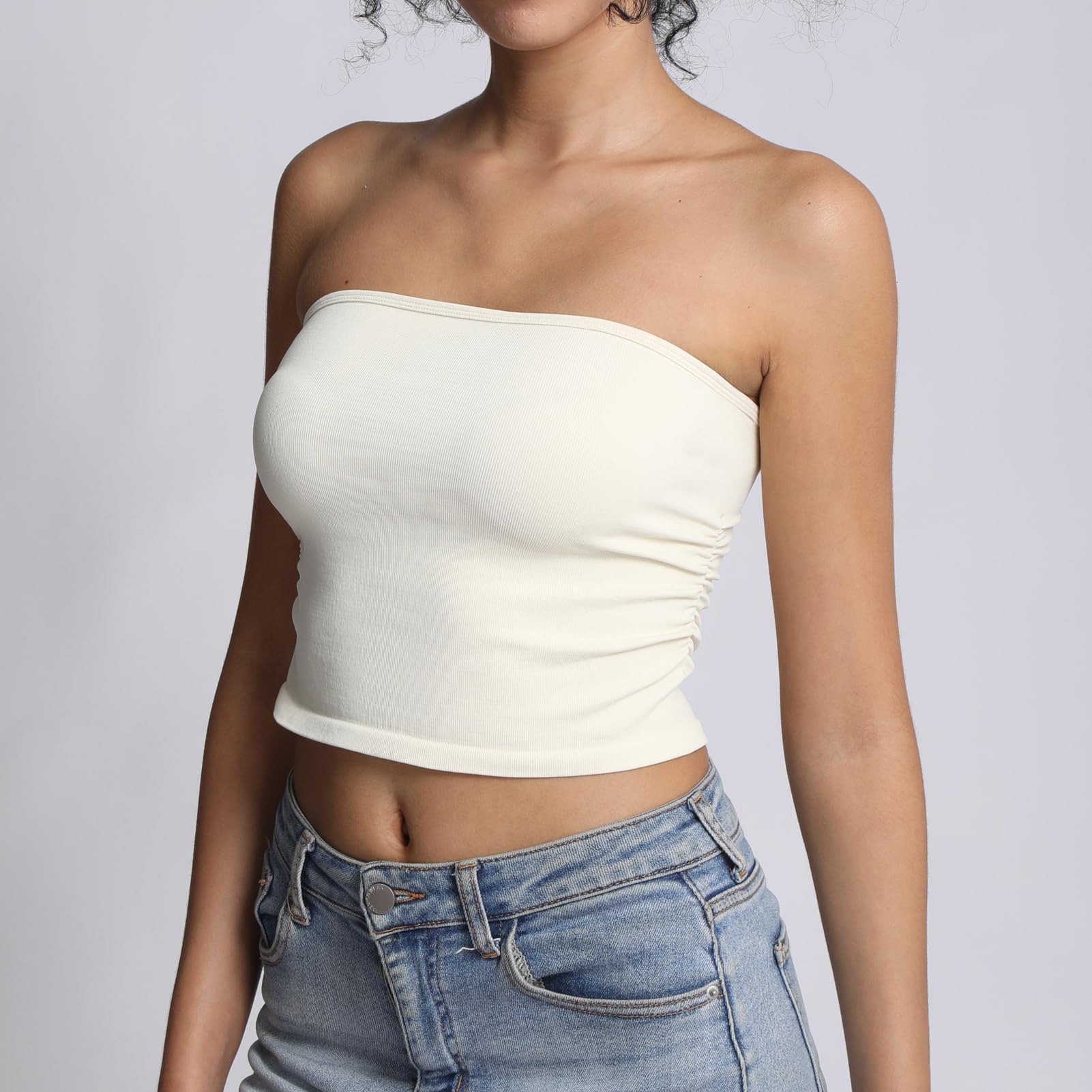 Camiseta de Tubo para Mujer, sin Tirantes, Bandeau, sin Mangas, básica, sin Espalda, para Verano, para Salir